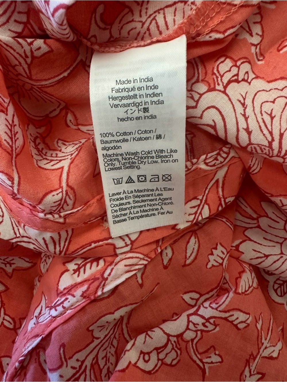 J. Crew Coral-Pink Floral Ruffle V-Neck Blouse - Picture 5 of 5